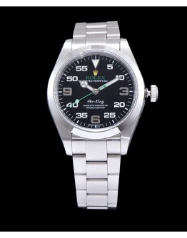 Rolex Stailess Air king Watch Black
