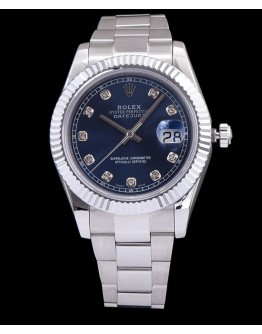 Rolex Men s Stainless Steel Mid size Datejust Watches Blue